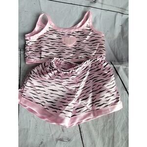 Build a bear workshop light pink zebra satin two-piece pajama set READ